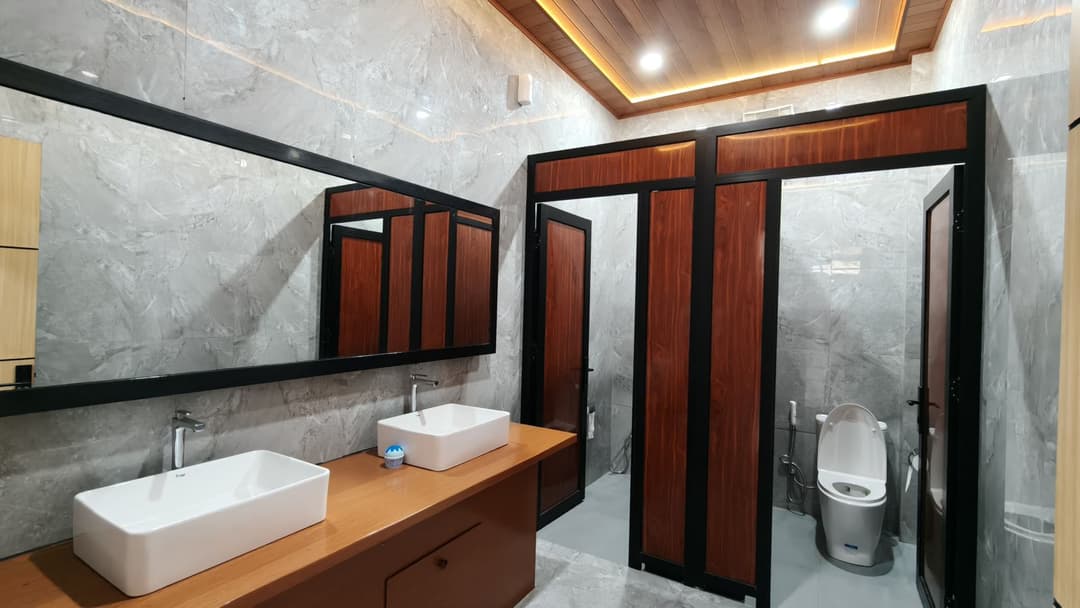 Restrooms and outdoor areas